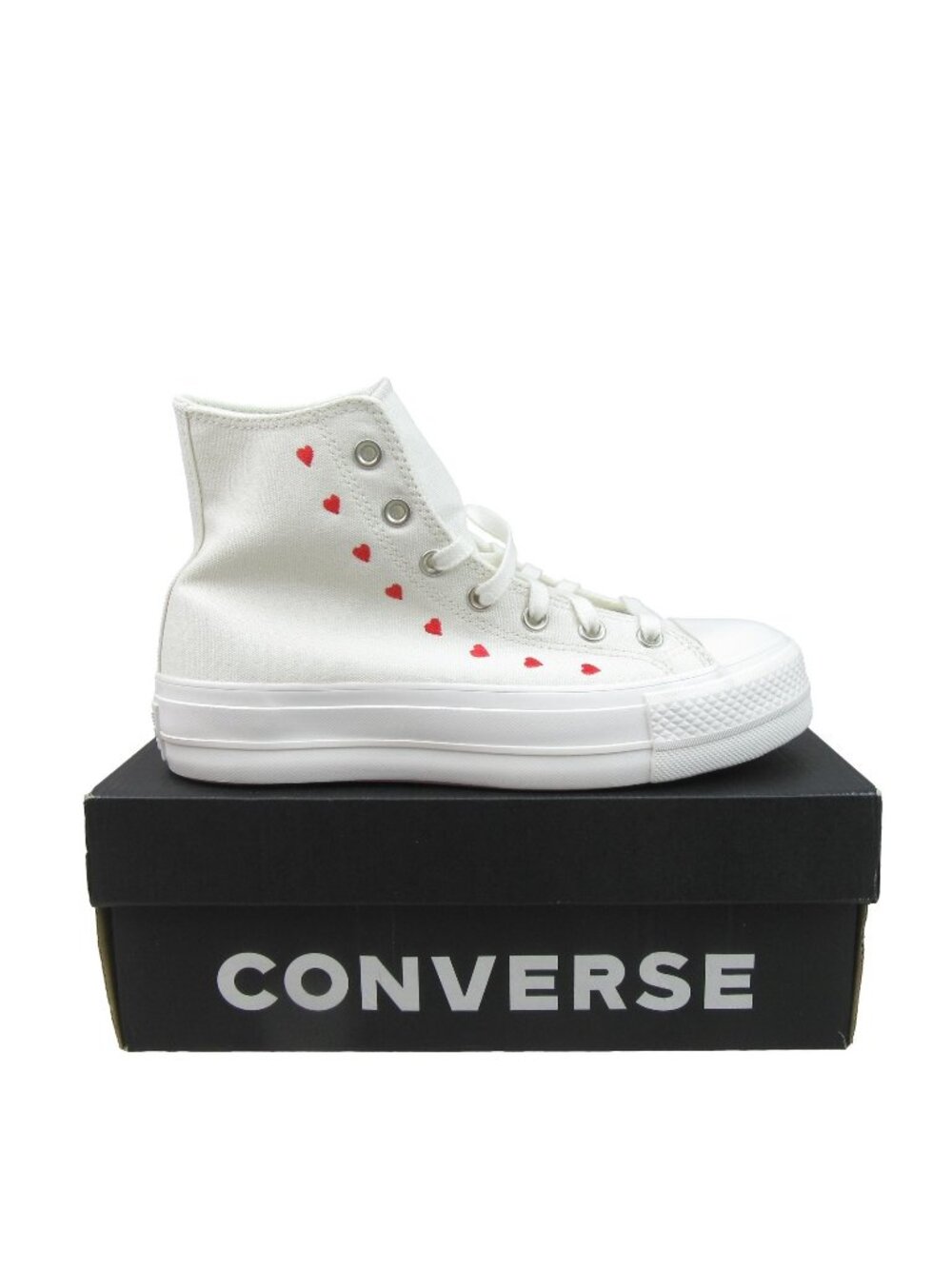 Chuck Taylor All Star Lift Platform Embroidered Hearts Womens Size 9 NEW
